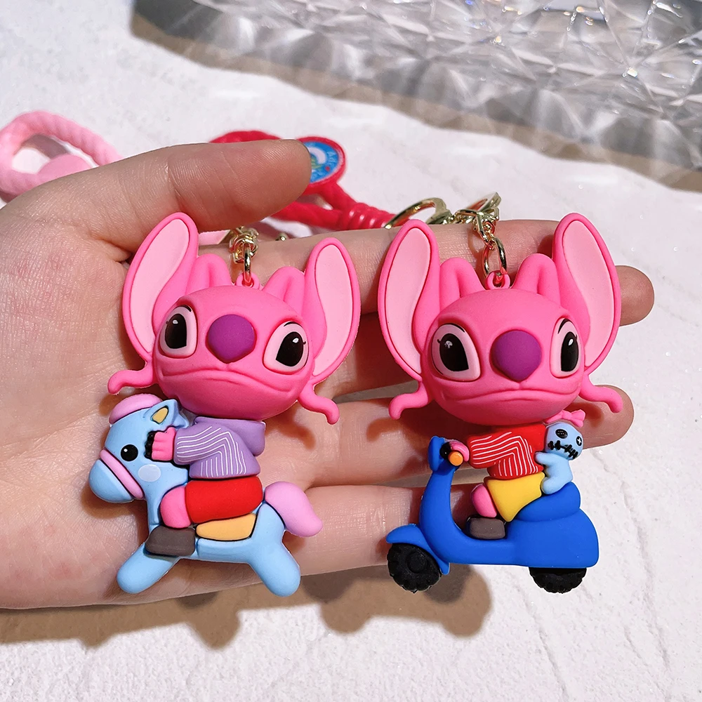 Stitch Keychains Lilo Stitches Car Key Handbag Accessories Disney Ilaveros  Pink Angel Anime Keyring Christmas Gift 