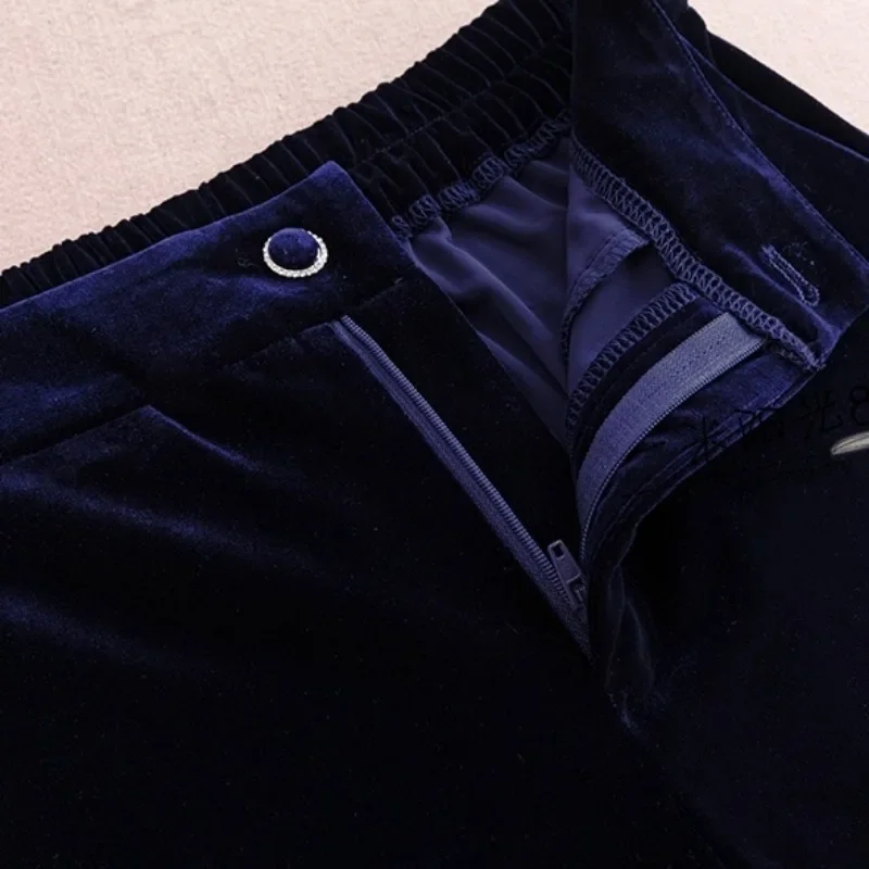 Women Temperament Slim Fit Fashion Velvet Set High End Small Suit Top Trend 2023 New Heavy Industry Golden Velvet Suit Set Coat