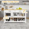 47.3" Solid Rubberwood Kitchen Island with Power Outlets - Extra Large Work Surface, 2 Drawers & Open Shelves Storage Cabinet 4