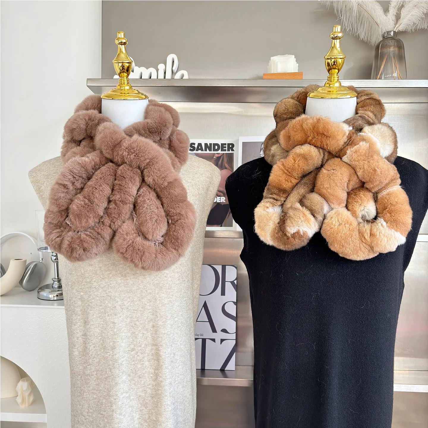 Koreanischen Stil Doppelseitige Echt Rex Kaninchen Fell Schal Herbst Winter Warme Kragen Unisex Modische Hals Wärmer – Detail 16