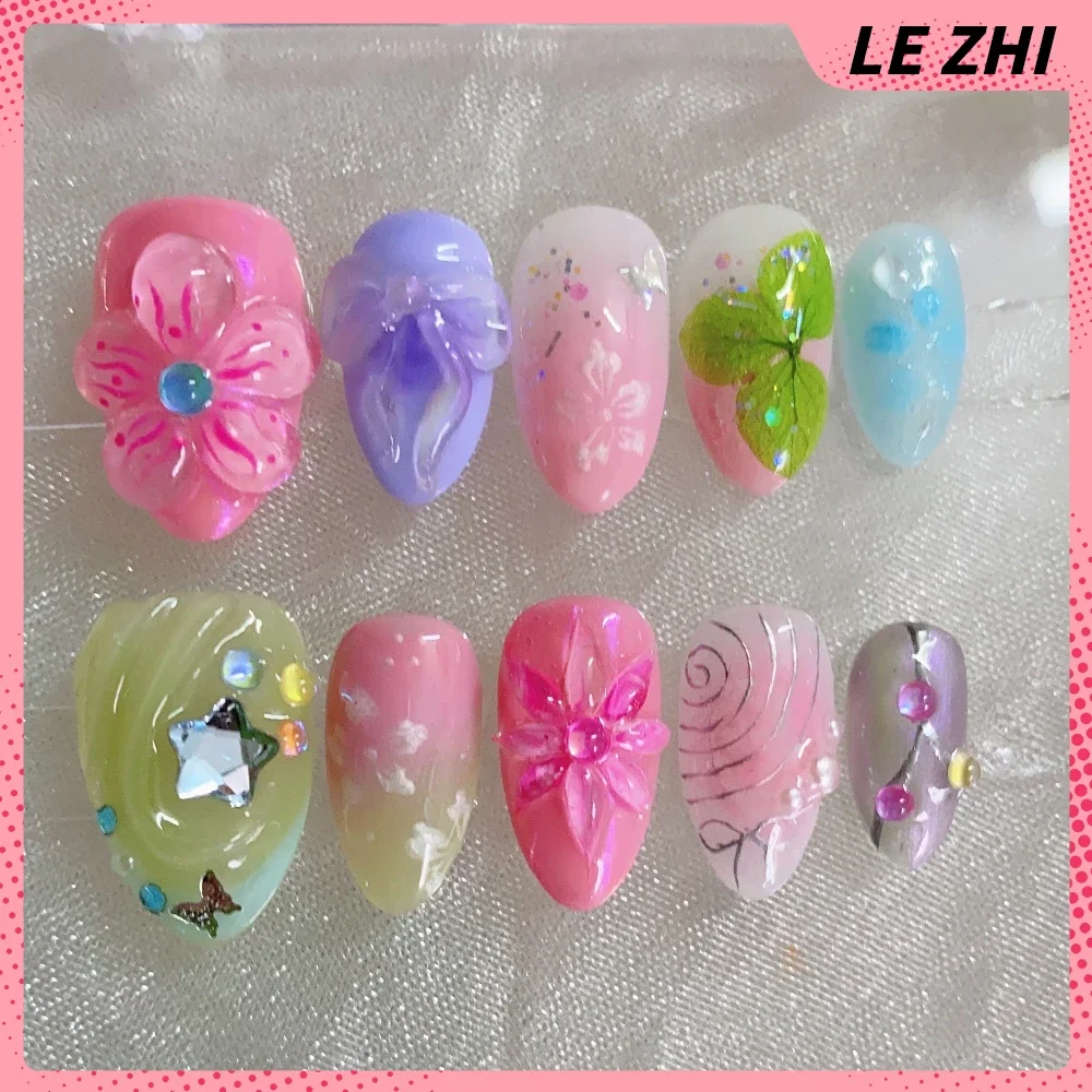 VIP Private Custom High-end Acrylic Press on Fake Nail Same As A Nail Salon Manicurist Handmade Painting 3D French Gothic