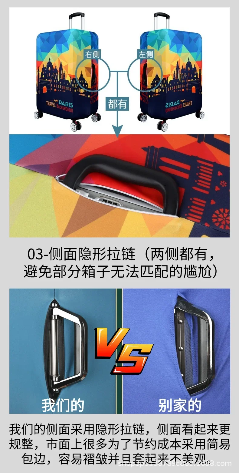 Description Picture 4 of itemLuggage Cover Stretch Fabric Suitcase Protector Baggage Dust Case Cover Suitable for18-32 Inch Suitcase Case Travel Organizer