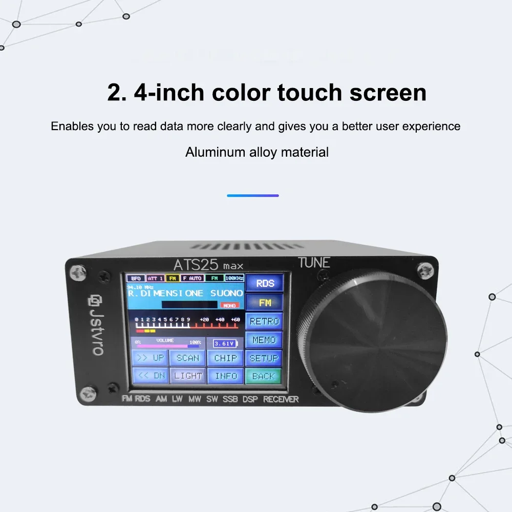 2026년형 ATS-25 Max Si4732 풀밴드 라디오 수신기 DSP 수신기 FM LW (중파 및 단파) SSB 2.4인치 터치스크린 탑재