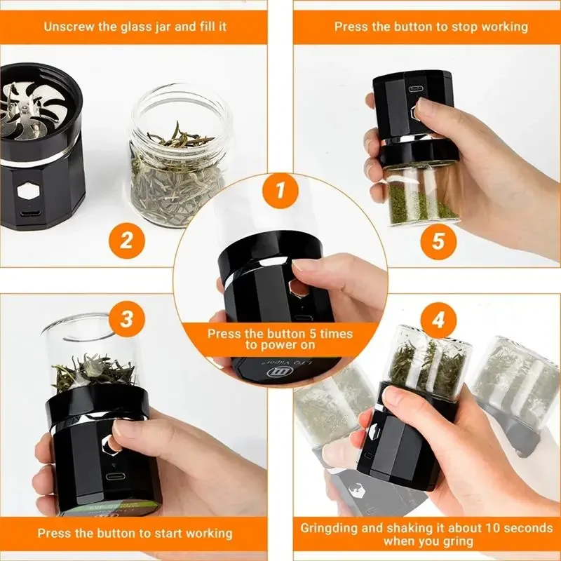 LTQ Electric Herb Grinder Tobacco Smoking Accessories Stainless Steel Tobacco Grinder Strong Shredder Smoke Pipe Accessories