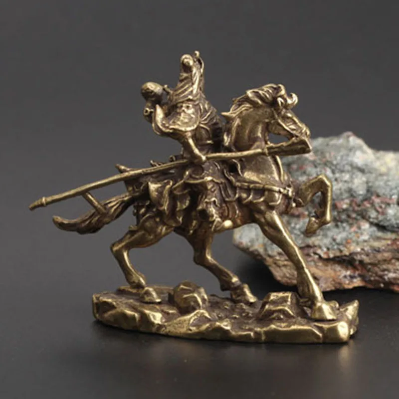 

Antique Guan Gong Ornament Chinese style Copper Decoration Desk Figurine God of Wealth Handmade Home Convenient
