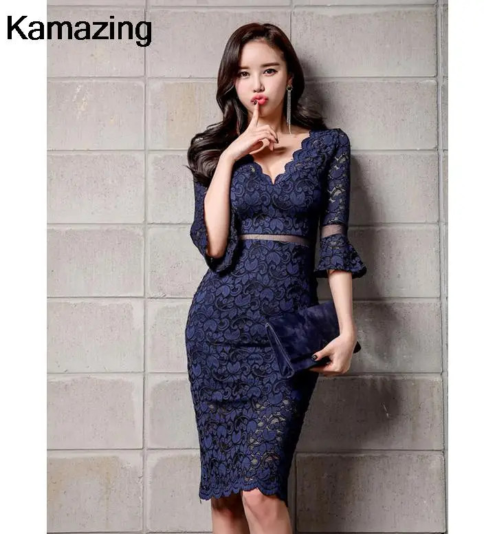 V-neck Lace Pencil Skirt - Image 4