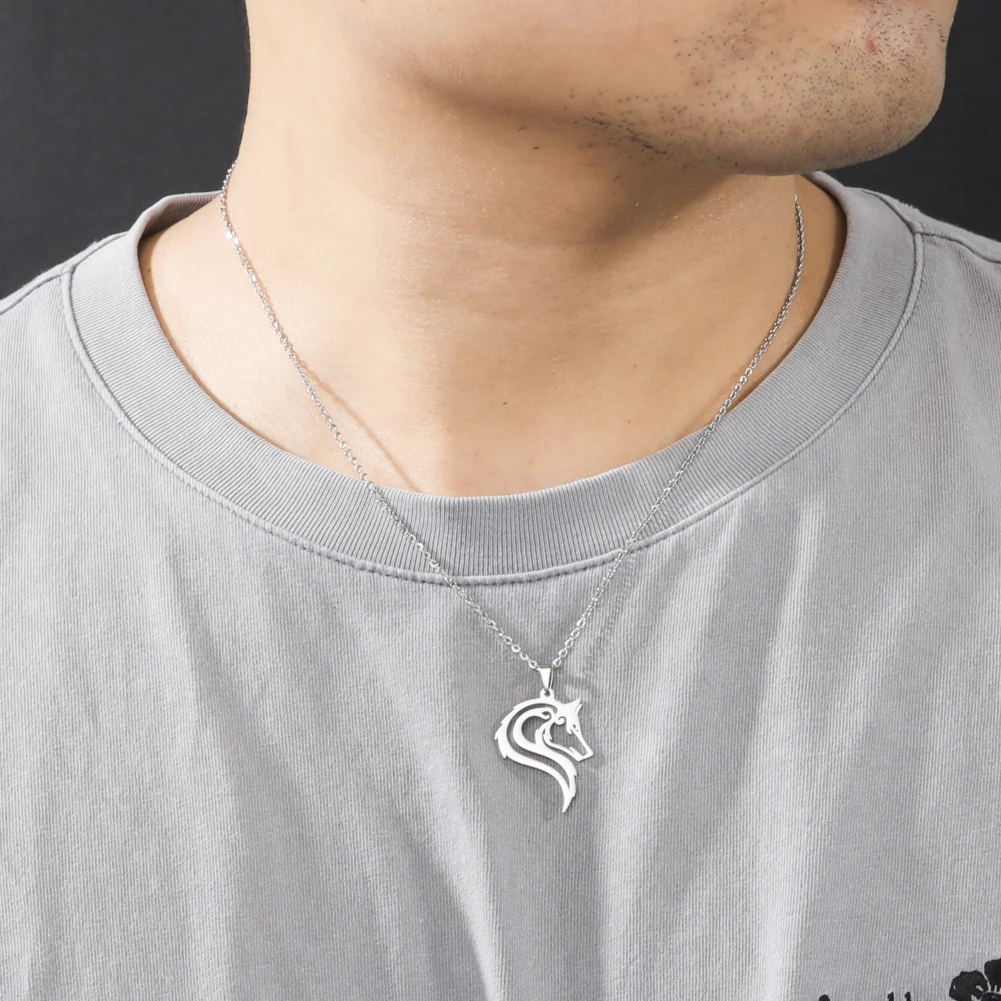 Cazador Old Fenrir Wolf Collane con ciondolo per donne Uomini Coppia Collana in acciaio inossidabile Gioielli Regali di compleanno_voghion.com