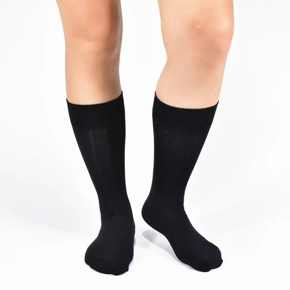 Mens Middle Tube Socks - 6 Pairs Solid Colour Black  White Casual Streetwear