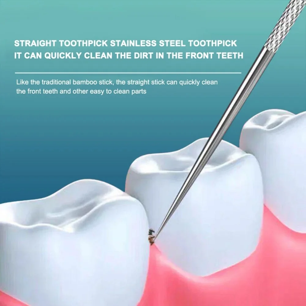 Stainless Steel Toothpicks Pocket Set, Portable Floss Pick Reusable Metal Toothpicks Tooth Cleaning Kit With Keychain Holder