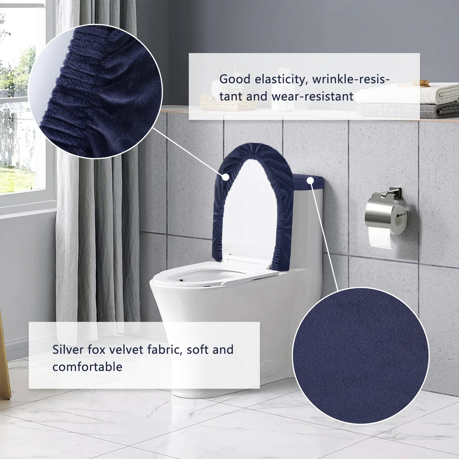 Soft Toilet Seat Cover Stretch Toilet Lid and Tank Lid Mat Set Universal Wear Resistant Elastic Pad Bathroom Accessories