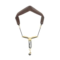 Adjustable Padded Saxophone Neck Strap with Metal Buckle and Snap Lanyard (Coffee)