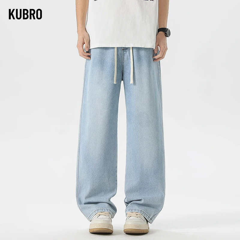 جينز رجالي أمريكي فضفاض واسع الساق فضفاض مستقيم بن...
