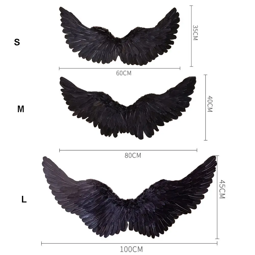 Ailes d'Ange en Plumes Noires et Blanches pour Femme, Accessoires de Décoration de ixd'Halloween et de Noël, Spectacle sur Scène, Mise en Scène