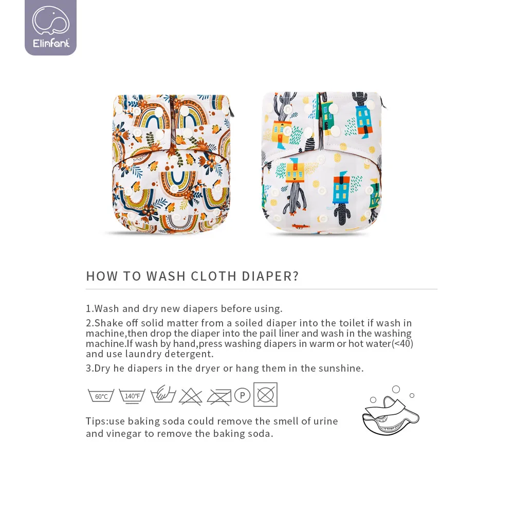 Elinfant Print Coffee Fleece Inner Waterproof Cloth Diaper