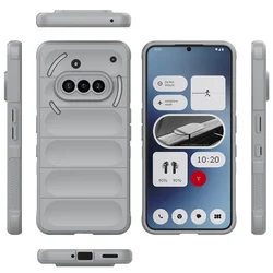 Enhanced Rugged Armor Anti - Shock Airbag Cushion Rubber Case with Lining Cloth for Nothing Phone (3a) (Light Gray)