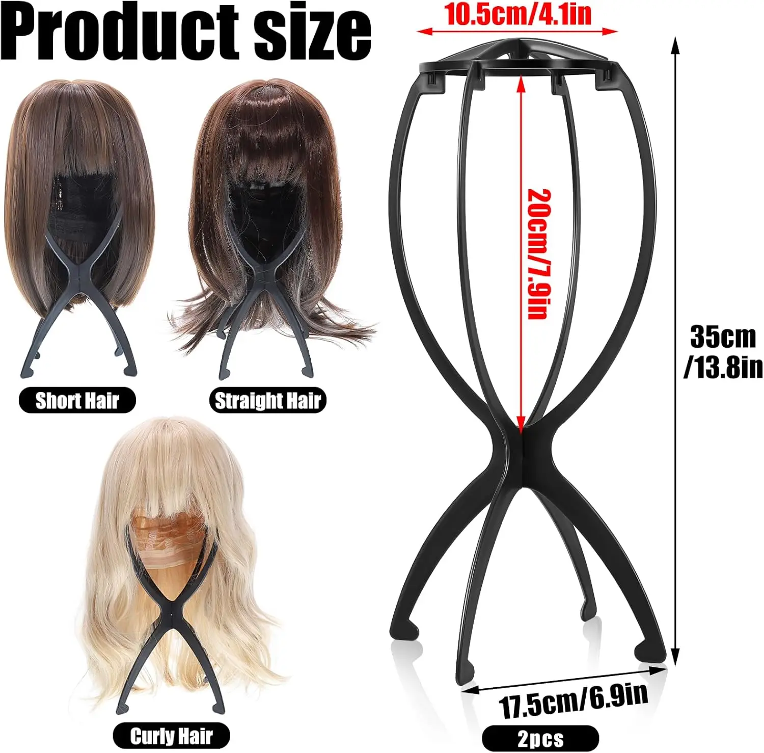 1Pcs 가발 스탠드 플라스틱 모자 디스플레이 가발 헤드 홀더 17x35Cm 마네..