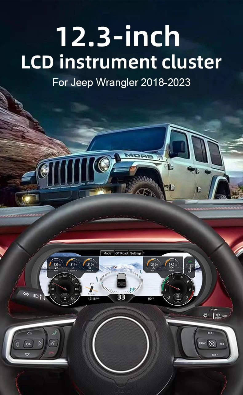12.3'' full HD LCD Digital Instrument Cluster For Jeep Wrangler JL/Gladiator 201