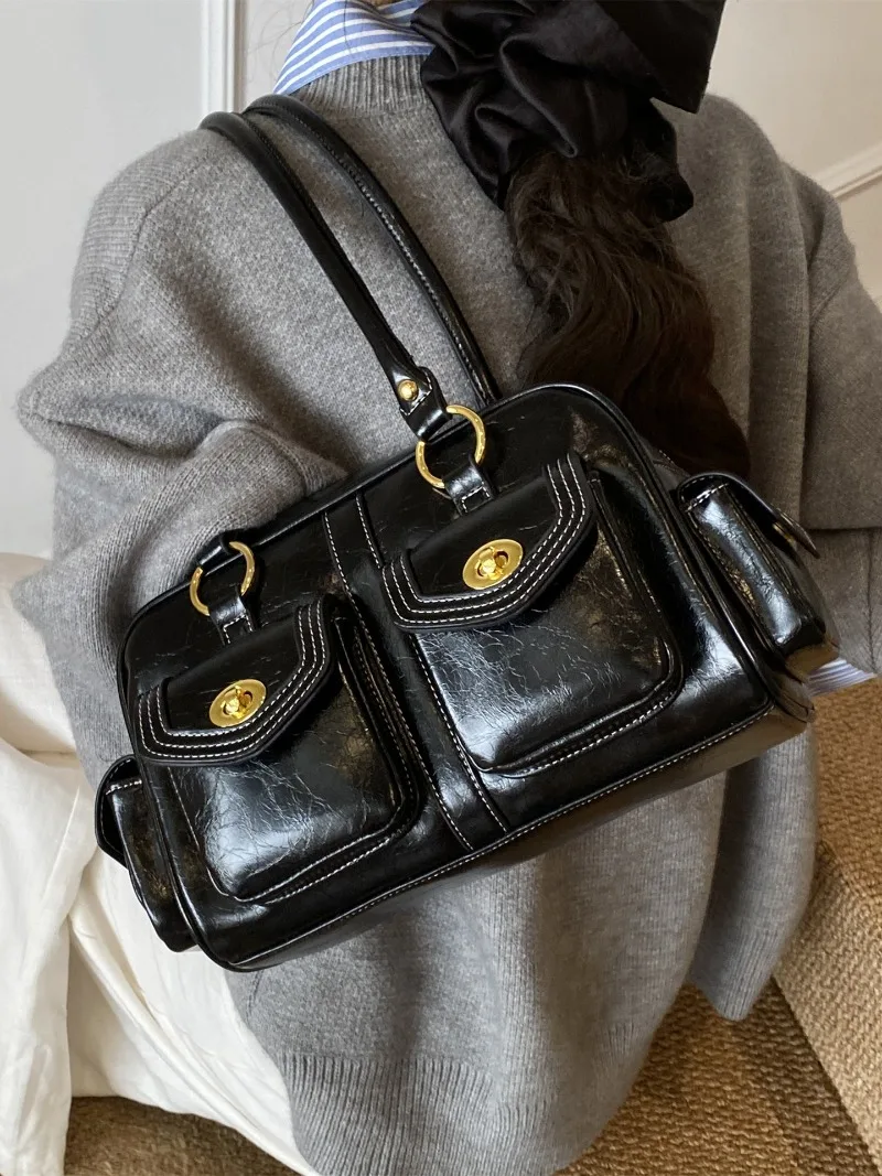 Women Shoulder Bag 2025 New Pillow Tote Bag High Quality Casual Multiple Pockets Handheld Handbag Ladies