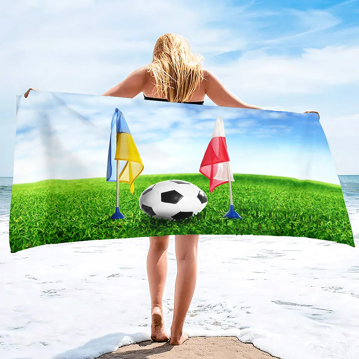 Soccer Beach Towel,Beach Towels for Men Boys,Football Towel Boys Sport Towel, Personalized Pool Beach,Towel Teen