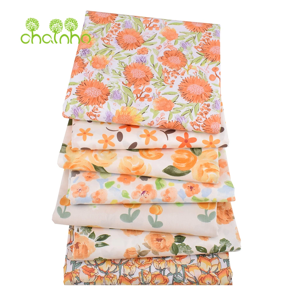 Chainho,Printed Twill Weave Cotton Fabric,DIY Quilting Sewing Material,Home Handmade Textile,Patchwork Cloth,7 Designs,25C9