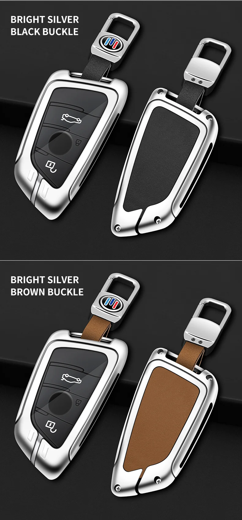 Metallo Chiave Dell'automobile di Cuoio Della Copertura Della Cassa Borsette Fob Per BMW 1 3 5 7 X1 X3 X5 X6 X7 Serie G20 G30 G01 G02 G05 F15 F16 G07 G32 Accessori - Sad3859fa9d1a4fd39c9da719a2039c5fE