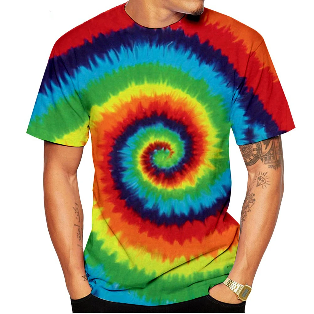 

2023 Fashion Men/women Colorful Tie Dye Pattern Printing 3DT Shirt Men's Unisex Fashion Round Neck T-shirt