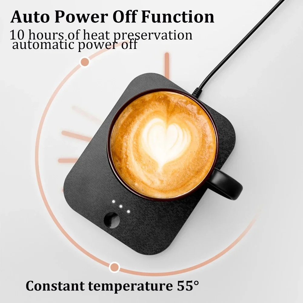 USB Wireless Charging Cup Warmer Pad Coffee Milk Tea Water Mug Heater 3 Gear Temperature Heating Coaster for Home Office Cup Mat 5