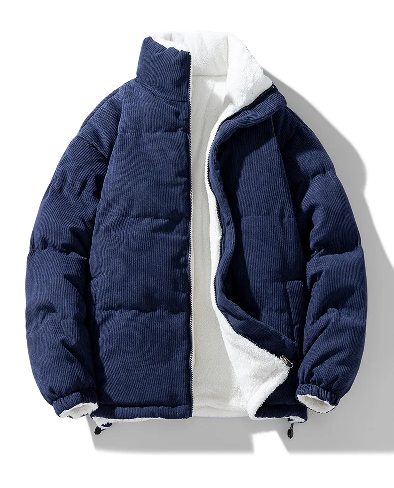 Men Jackets and Coat for Winter Fleece-Lined Thick Warm Corduroy Solid Color Reversible Both Side Can Wear Stylish Outwear 5