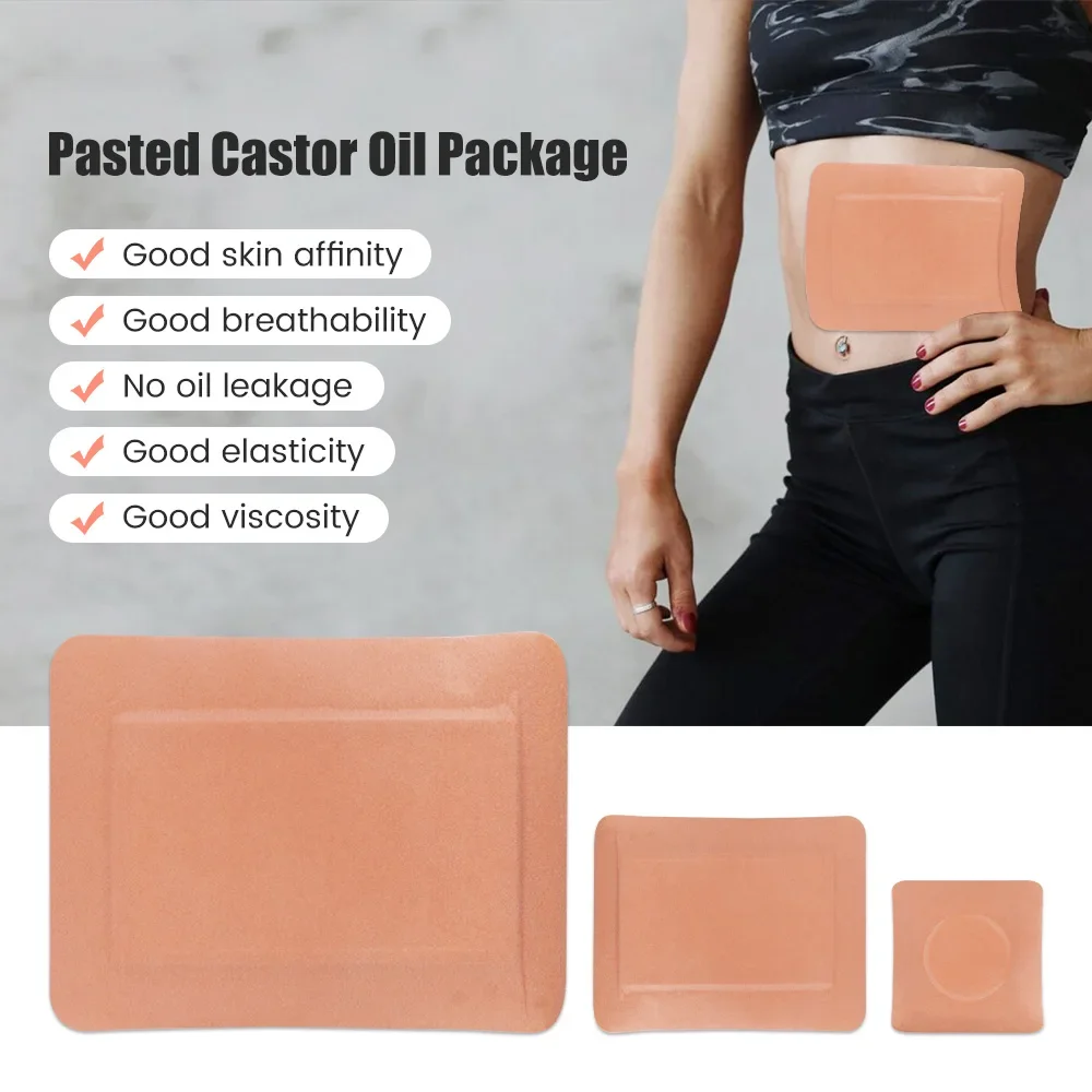 10Pcs Organic Cotton Castor Oil Pack Waist Wrap Castor Oil Packs for Black Self Adhesive Anti leak Pack For Women Men castor oil navel stickers