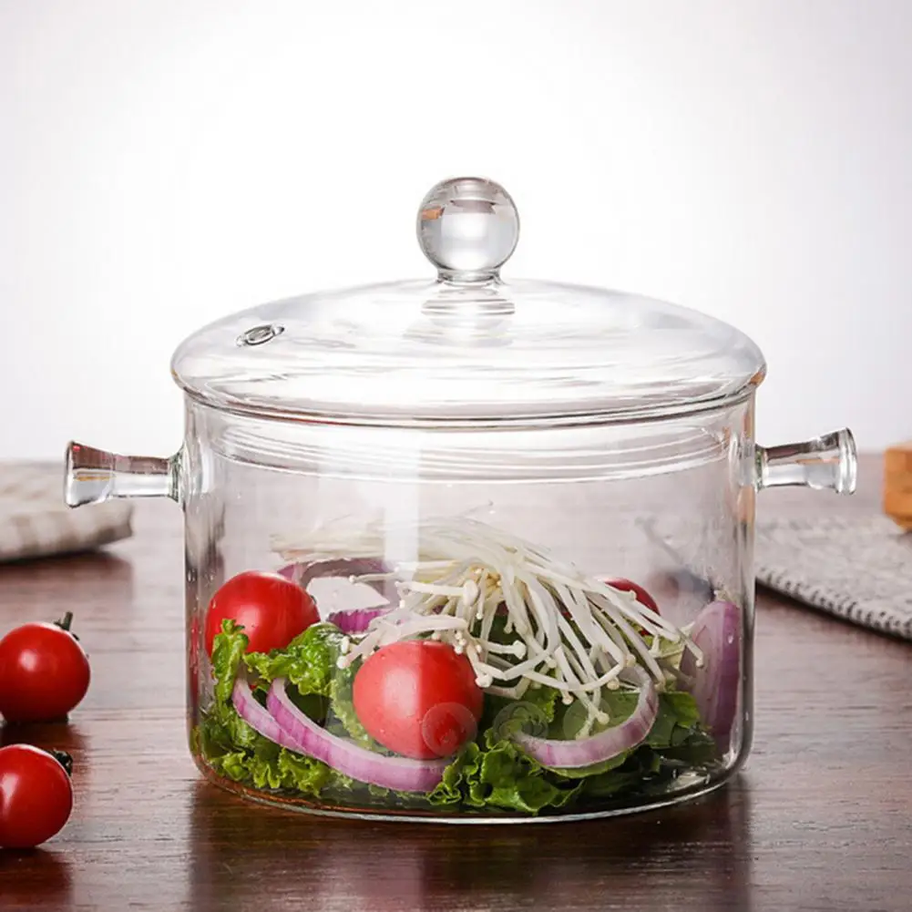 Elegante pentola in vetro borosilicato ad alta efficienza pentola per zuppa  in vetro trasparente ad alta efficienza resistente alla corrosione