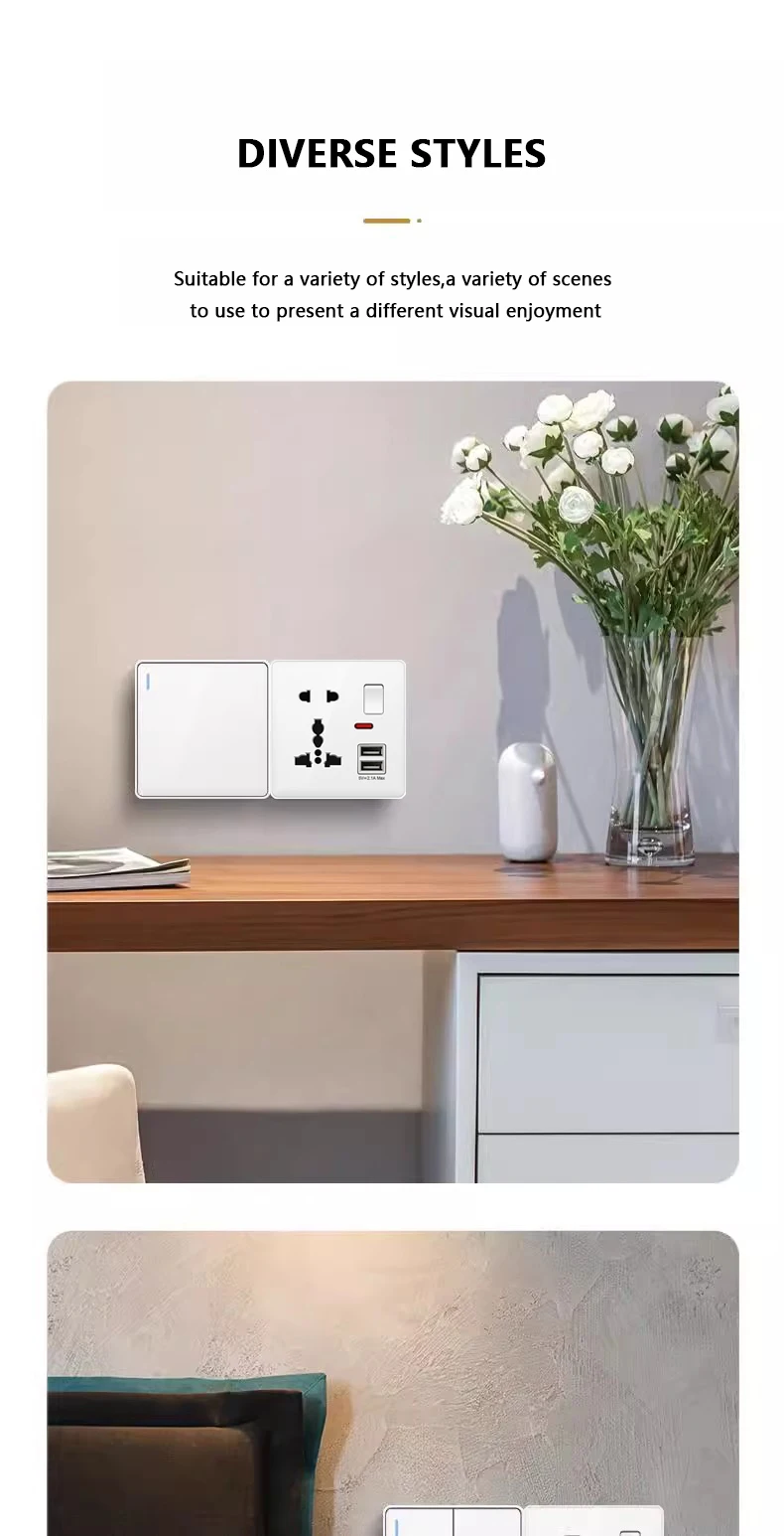 Description Picture 6 of itemUK 13A Wall Smart Type-C 18W Fast Charging socket,White Universal Dual USB Power Outlet,2way Light Electrical Switch TV Computer