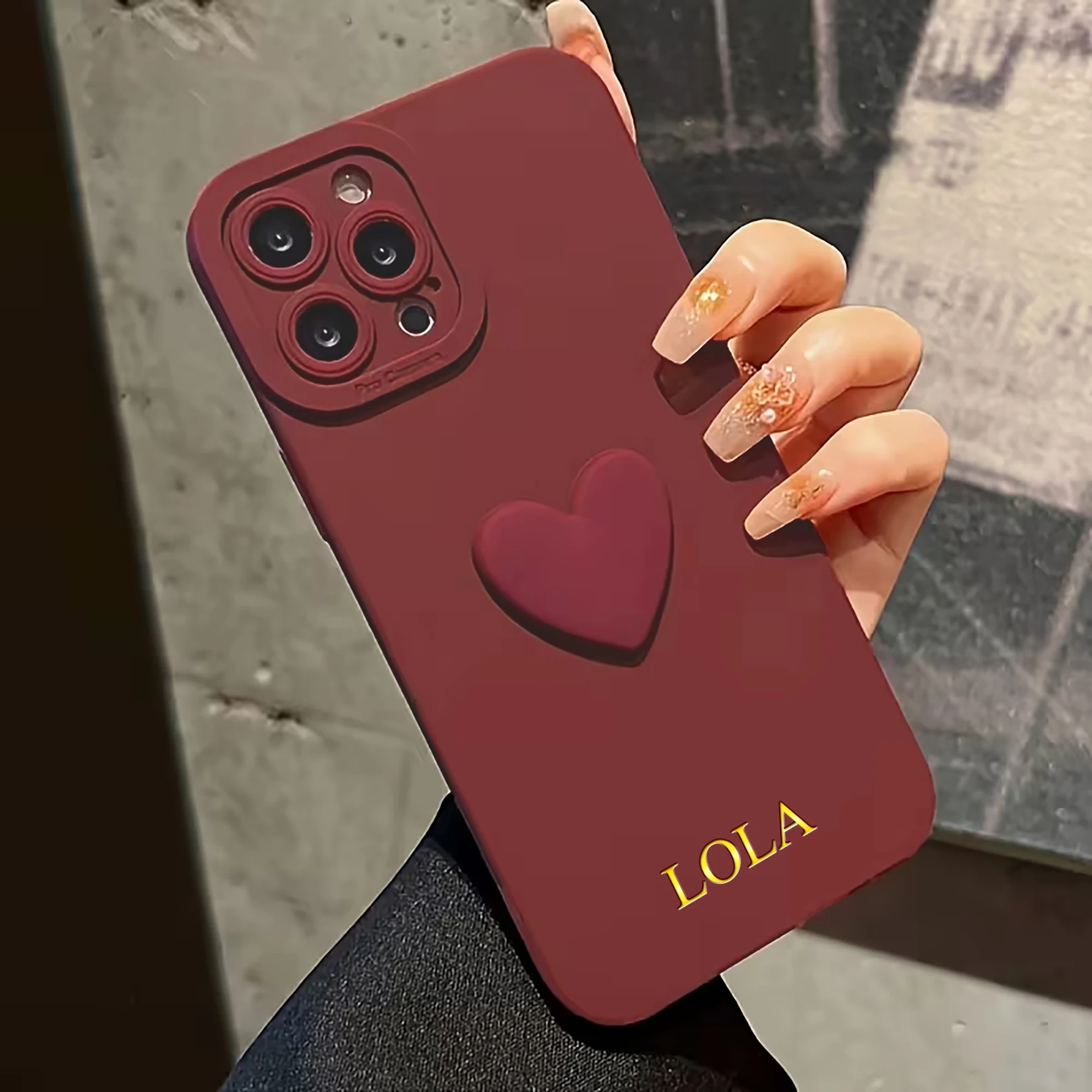 Personalized Stylish Custom Name Acrylic Heart TPU Case for iPhone thumbnail 4