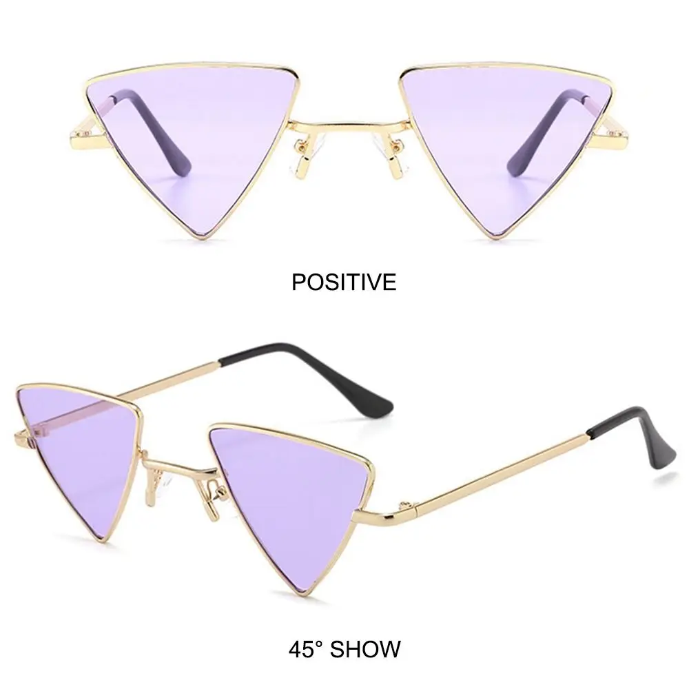 Triangular Small Hippie Sunglasses Metal Frame UV400 Protection Sun Glasses for Women & Men Tinted Colorful Lens Punk Shades 3