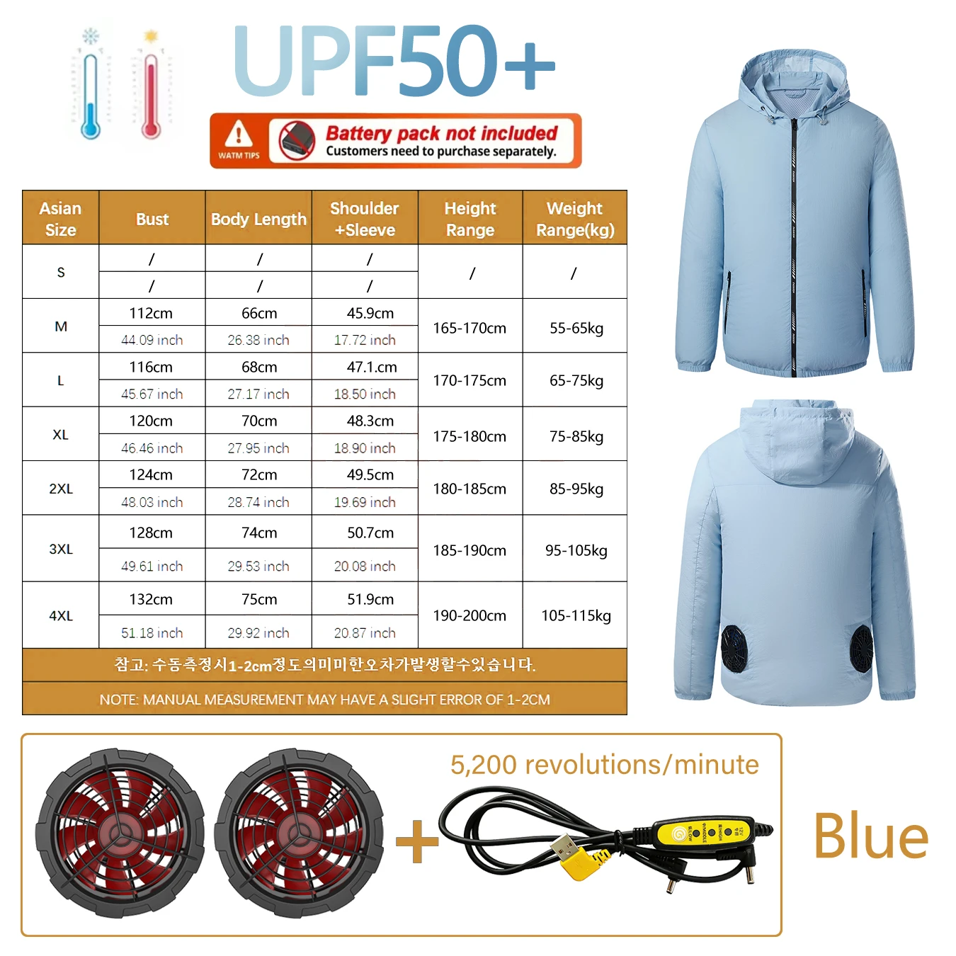 Men's Lightweight Wearable Cooling Jacket for Summer - Outdoor Air Conditioning Clothing