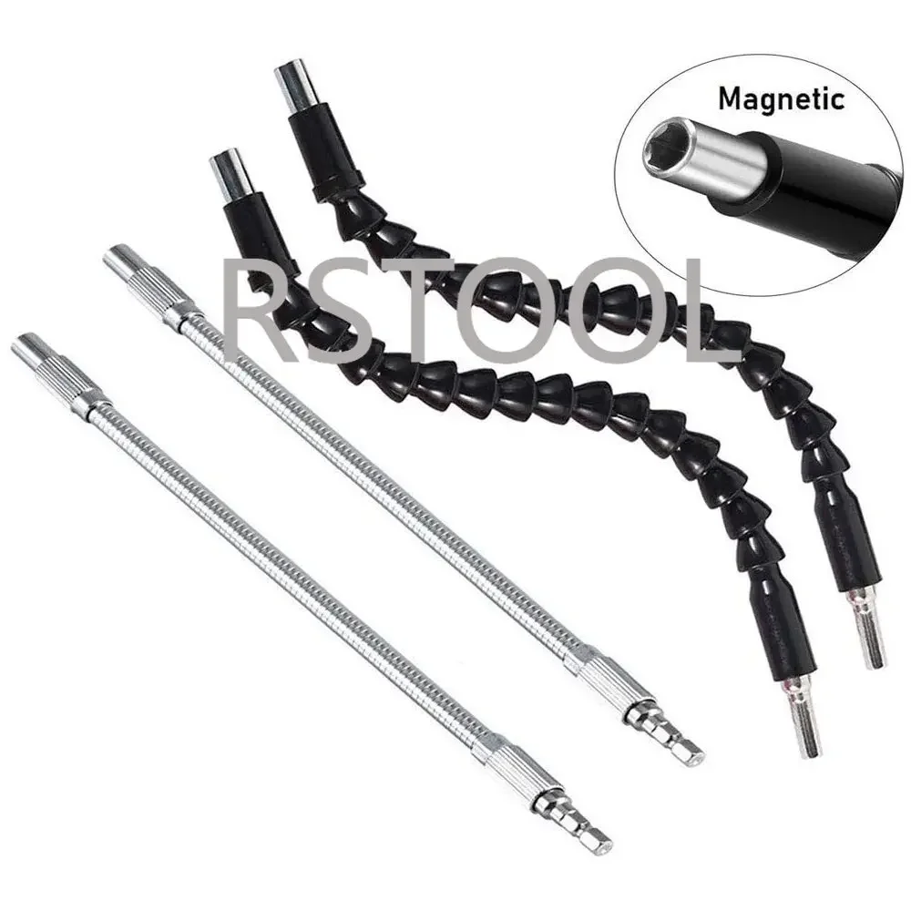 2Pcs Black +2Pcs Silver Flexible Extenser Screwdriver Bit Holder Magnetic Extention Hex Shaft Screw Drill Connection Tip 10 inch metal led ring light 3 lighting modes 10 levels brightness usb powered with 50cm light stand ballhead adapter 2pcs flexible phone holder for live streaming video recording network broadcast selfie makeup