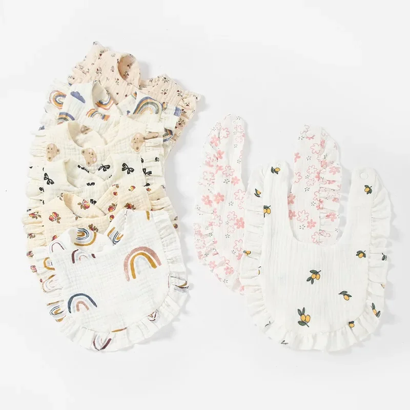 Baby Bib Newborn Bibs Cotton Infant Burp Cloths Feeding Drool Bandana Saliva Towel Toddler Ruffle Floral Bib Baby Accessory