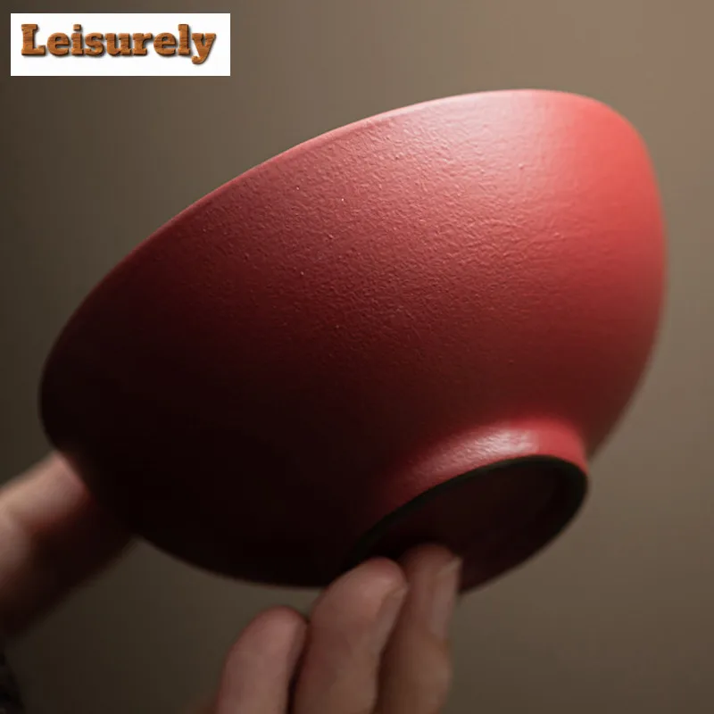 2pc/lot Palace Red Glaze Lotus Life Auspicious Teacup  Tea Bowl Tea Pair Tea-tasting Fragrance Cup Chazhan Master Cups Drinkware