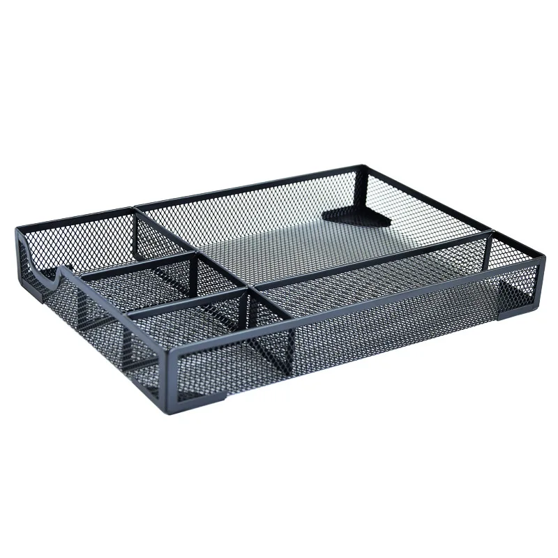 Metal iron storage frame file tray multi grid stationery storage tray storage tray A5 file storage box desktop