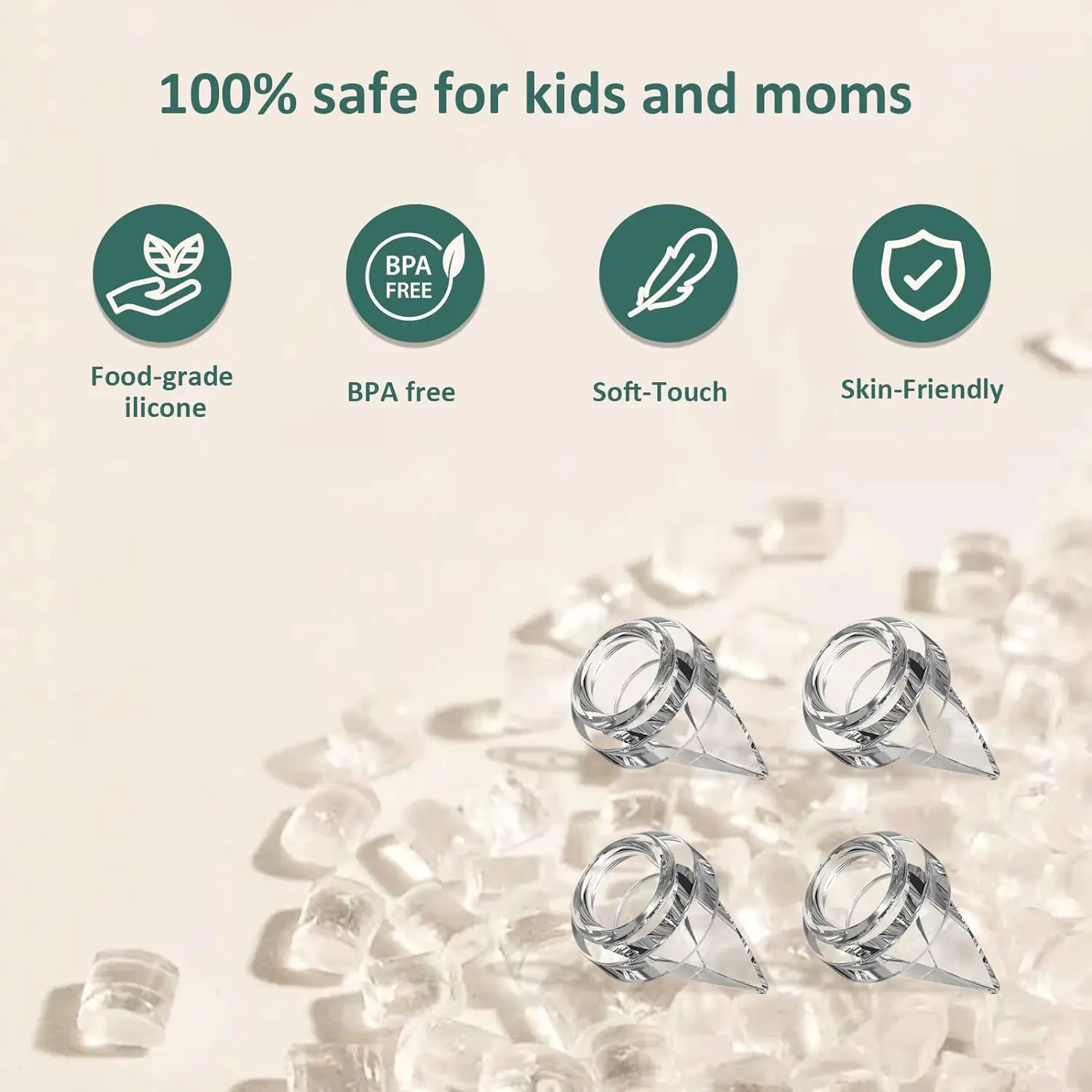 Breast Pumps Accessories, Duckbill Valve, Suitable for MOMMED S18/S21 Wearable Breast Pump,4 Pack Breast Pump Replacement 3