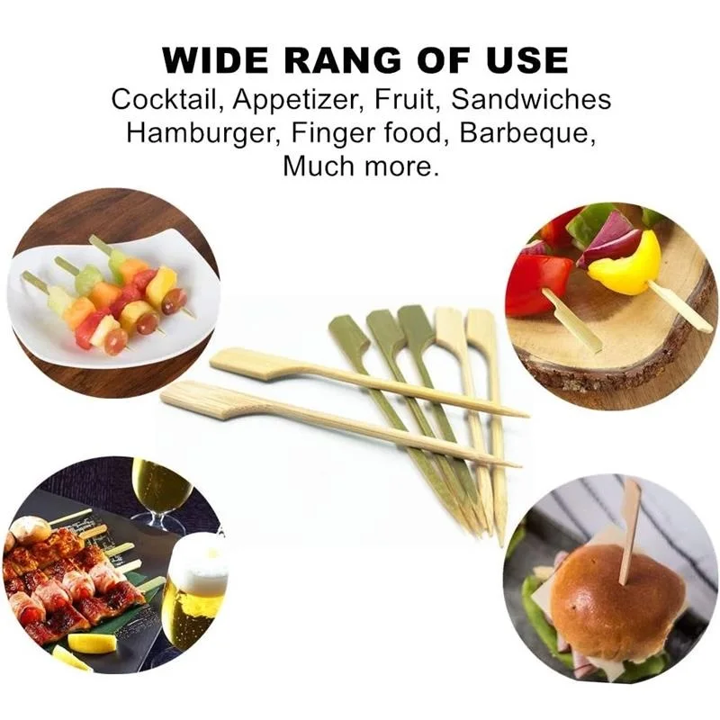 100pcs/bag 18cm-25cm Bamboo Paddle Skewers Kabob Skewer Fruit BBQ Sticks for Outdoor Grilling Restaurant Bar Cafe Supply Party