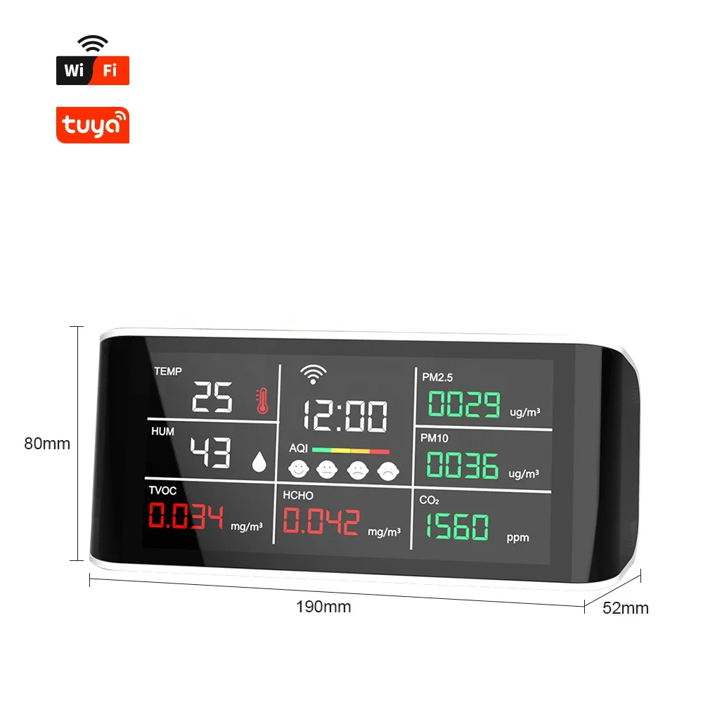 Professional CO2 Quality Detector Data storage Export download Desktop Temperature Humidity 2 in 1 WiFi Mobile Phone Connection