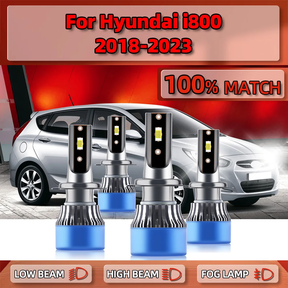 

H7 LED Headlight Bulbs 240W 40000LM Turbo Auto Lamps 12V 6000K High Low Beam For Hyundai i800 2018 2019 2020 2021 2022 2023