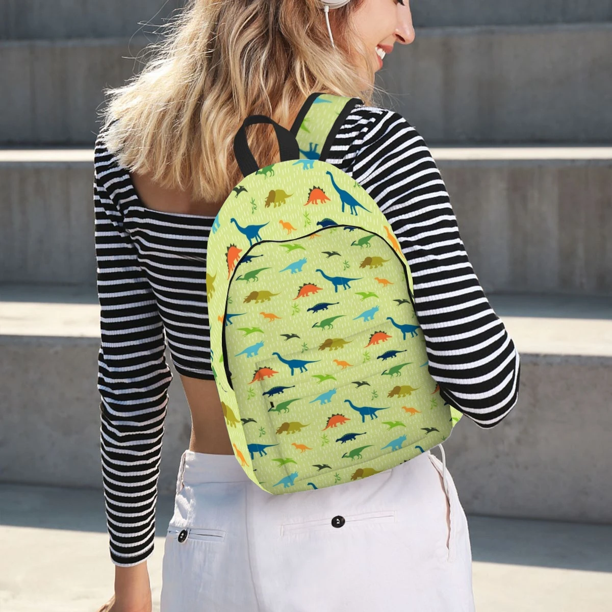 Cartoon Animal Dinosaur Print Backpack Casual Lightweight Laptop Backpack Men Women Travel Bag Outdoor Canvas Daypack