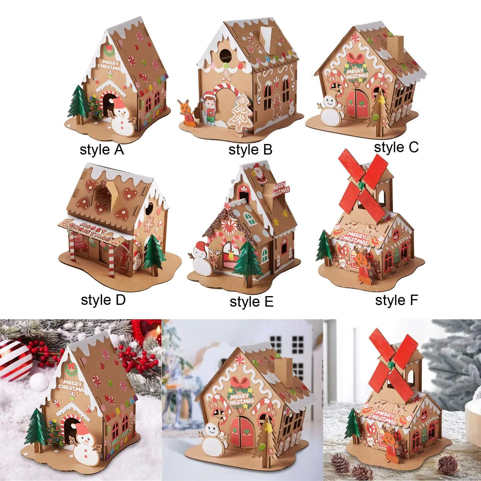 Christmas Cardboard House Kits Play Fun Indoor Outdoor Decorations Christmas