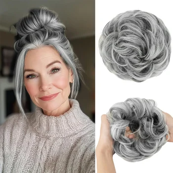 Grande Chignon Sintetico Ondulato e Riccio, Estensioni per Capelli a Coda di Cavallo, Accessorio per Acconciature Updo Spesse da Donna