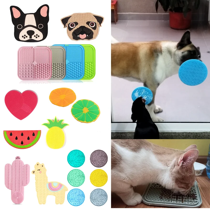 Dog Cat Lick Pad with Sucker Slow Food Pad Shower Distraction Silicone Lick  Pads Slow Food Tray Pet Supplies
