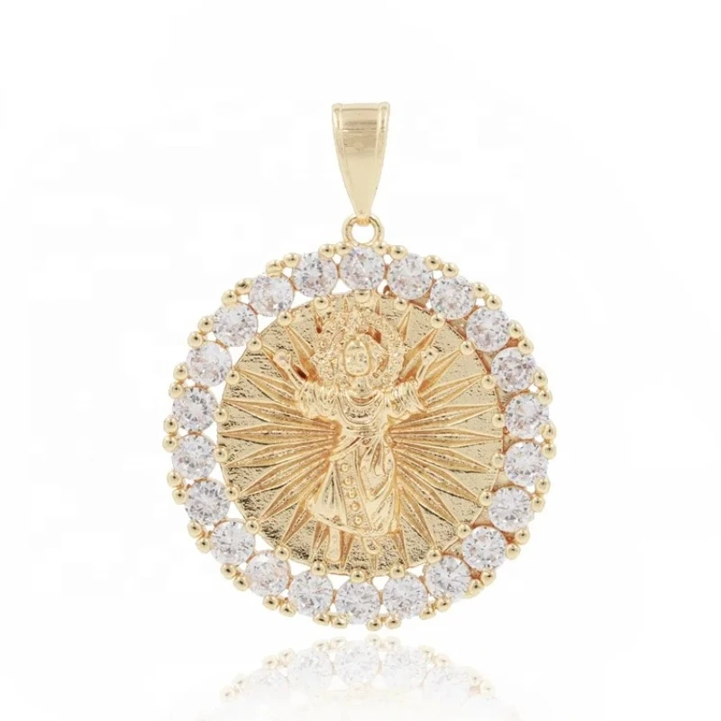 Ruixi Joyeria Hip Hop Religione Christian San Judas Tadeo Oro Laminado Placcato Oro 18K Gioielli Collana Pendente Per Uomini E Donne