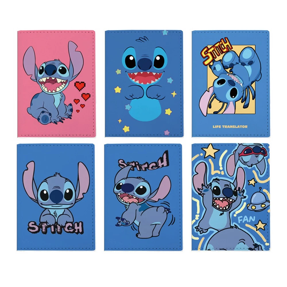 Disney Stitch Pattern Passport Cover Leather Travel Passport Holder For