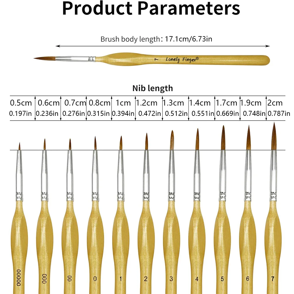 11pcs Professional Fine Detail Paint Brushes Set with Ergonomic Handle Nylon Miniature Painting Brushes for Acrylic Watercolor 2