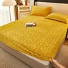 Red Bean Paste Plush Bed Sheet for Winter Warm Bed Cover Twin Queen King Coral Fleece Thick Fitted Sheet Drap Housse 200x220cm 6